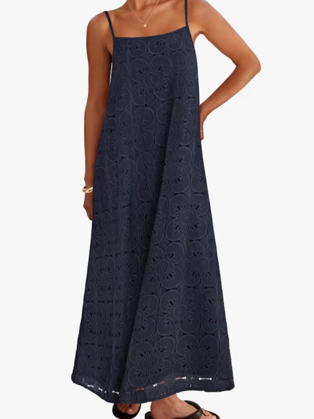 Floral Lace Eyelet Maxi Dress